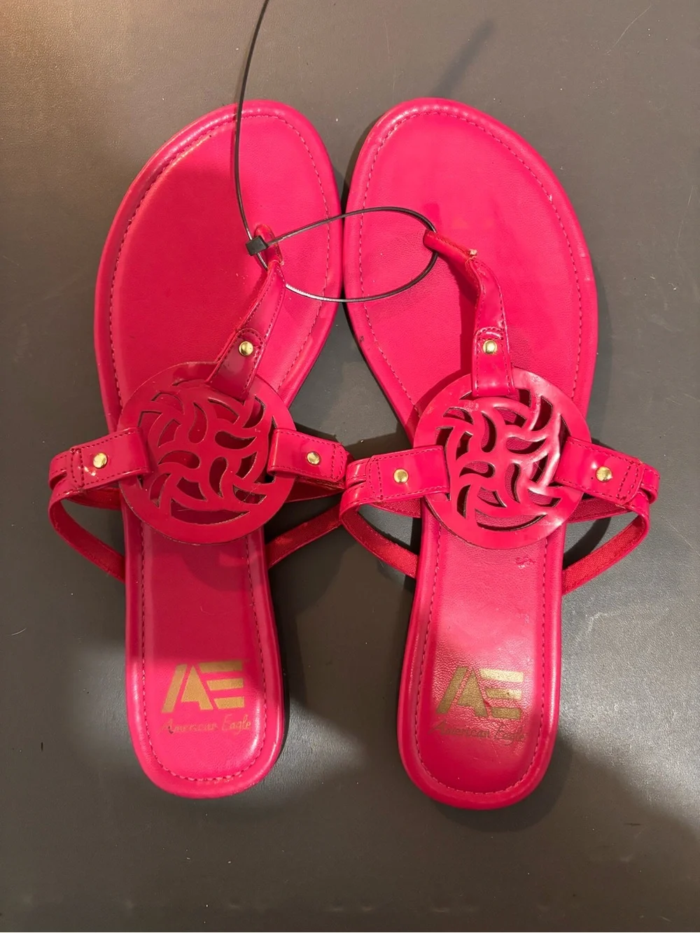 American Eagle Outfitters Hot Pink T-Strap Medallion Sandals